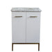 Bellaterra Home Tivoli 25" 2-Door 1-Drawer White Freestanding Vanity Set With Ceramic Undermount Oval Sink and White Carrara Marble Top - Luxe Vanity & Tub