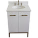 Bellaterra Home Tivoli 25" 2-Door 1-Drawer White Freestanding Vanity Set With Ceramic Undermount Oval Sink and White Quartz Top - Luxe Vanity & Tub