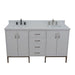 Bellaterra Home Tivoli 61" 4-Door 3-Drawer White Freestanding Double Vanity Set With Ceramic Double Undermount Oval Sink and White Quartz Top - Luxe Vanity & Tub