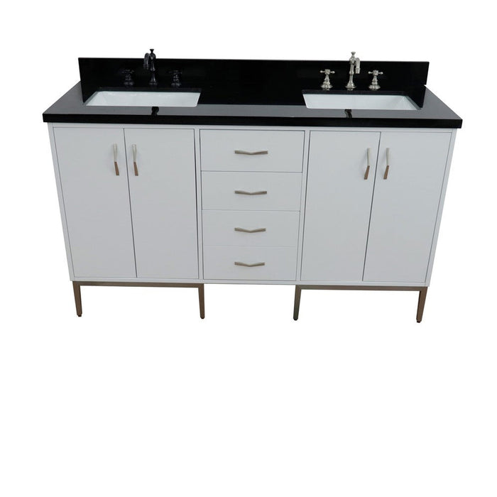 Bellaterra Home Tivoli 61" 4-Door 3-Drawer White Freestanding Double Vanity Set - Luxe Vanity & Tub