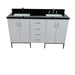 Bellaterra Home Tivoli 61" 4-Door 3-Drawer White Freestanding Double Vanity Set - Luxe Vanity & Tub