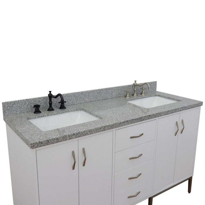 Bellaterra Home Tivoli 61" 4-Door 3-Drawer White Freestanding Double Vanity Set - Luxe Vanity & Tub