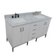 Bellaterra Home Tivoli 61" 4-Door 3-Drawer White Freestanding Double Vanity Set - Luxe Vanity & Tub