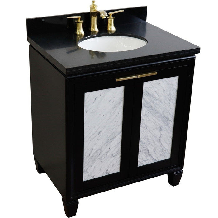 Bellaterra Home Trento 31" 2-Door 1-Drawer Black Freestanding Vanity Set - Luxe Vanity & Tub