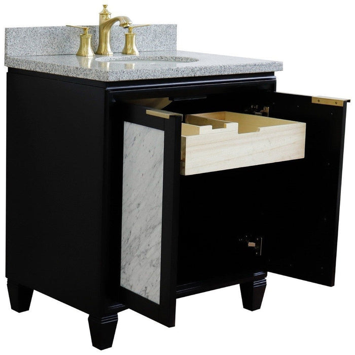 Bellaterra Home Trento 31" 2-Door 1-Drawer Black Freestanding Vanity Set - Luxe Vanity & Tub