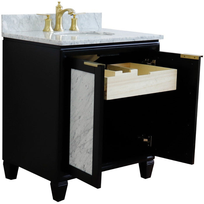 Bellaterra Home Trento 31" 2-Door 1-Drawer Black Freestanding Vanity Set - Luxe Vanity & Tub