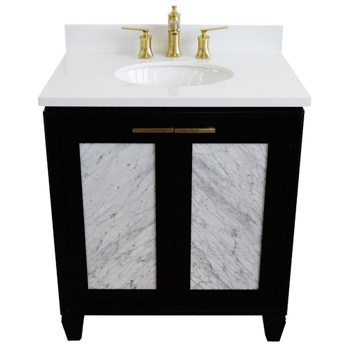 Bellaterra Home Trento 31" 2-Door 1-Drawer Black Freestanding Vanity Set - Luxe Vanity & Tub