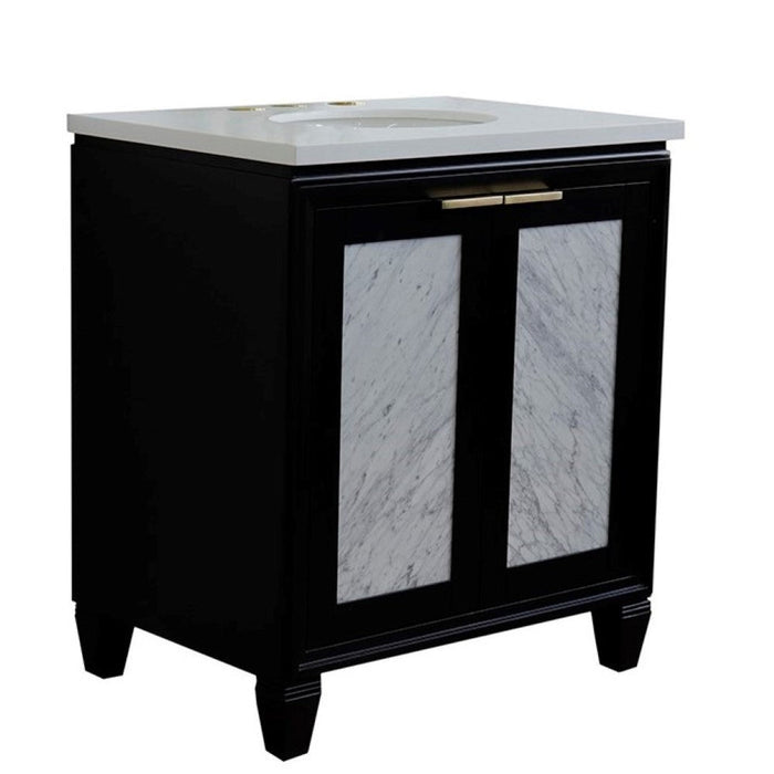 Bellaterra Home Trento 31" 2-Door 1-Drawer Black Freestanding Vanity Set - Luxe Vanity & Tub