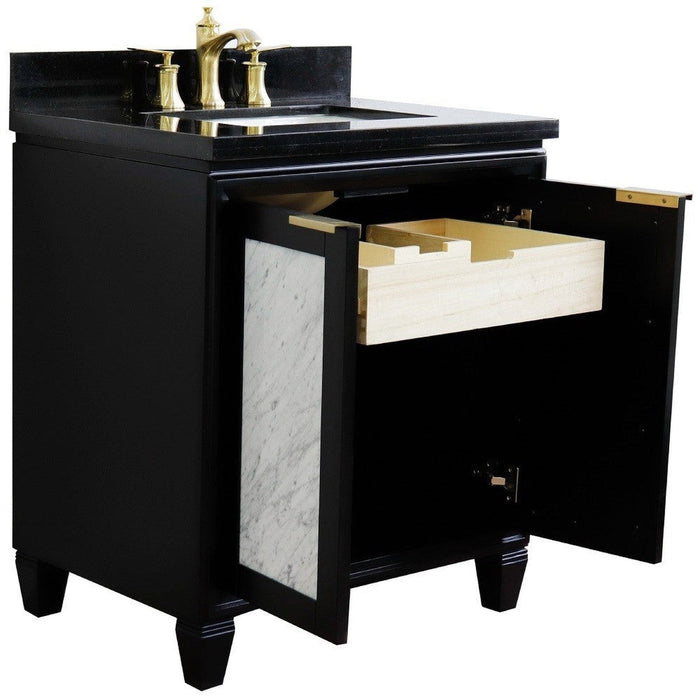 Bellaterra Home Trento 31" 2-Door 1-Drawer Black Freestanding Vanity Set - Luxe Vanity & Tub