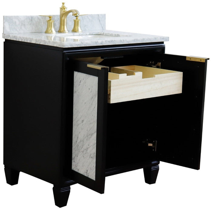 Bellaterra Home Trento 31" 2-Door 1-Drawer Black Freestanding Vanity Set - Luxe Vanity & Tub