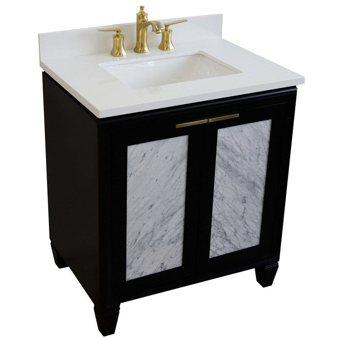 Bellaterra Home Trento 31" 2-Door 1-Drawer Black Freestanding Vanity Set - Luxe Vanity & Tub