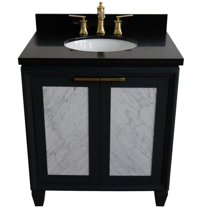 Bellaterra Home Trento 31" 2-Door 1-Drawer Dark Gray Freestanding Vanity Set - Luxe Vanity & Tub