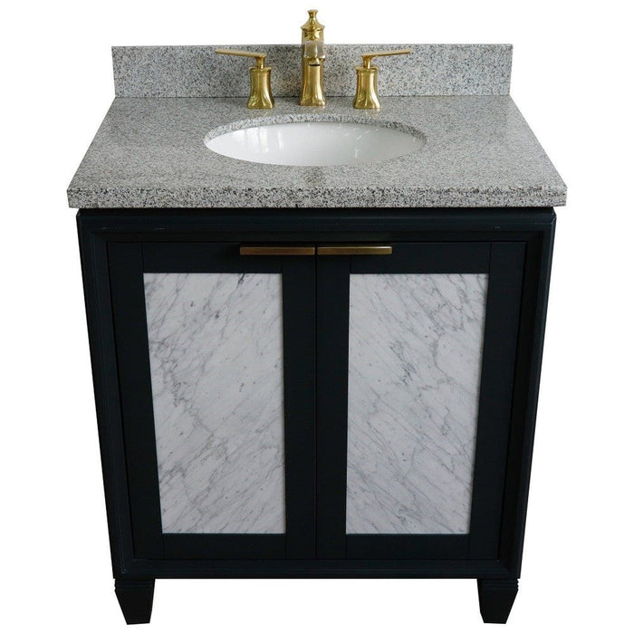 Bellaterra Home Trento 31" 2-Door 1-Drawer Dark Gray Freestanding Vanity Set - Luxe Vanity & Tub