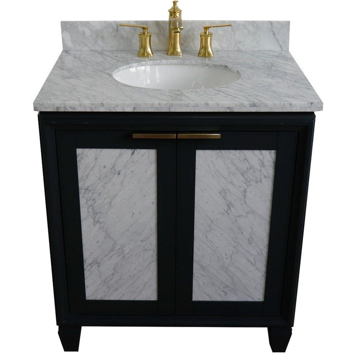 Bellaterra Home Trento 31" 2-Door 1-Drawer Dark Gray Freestanding Vanity Set - Luxe Vanity & Tub