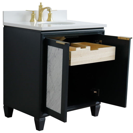 Bellaterra Home Trento 31" 2-Door 1-Drawer Dark Gray Freestanding Vanity Set - Luxe Vanity & Tub