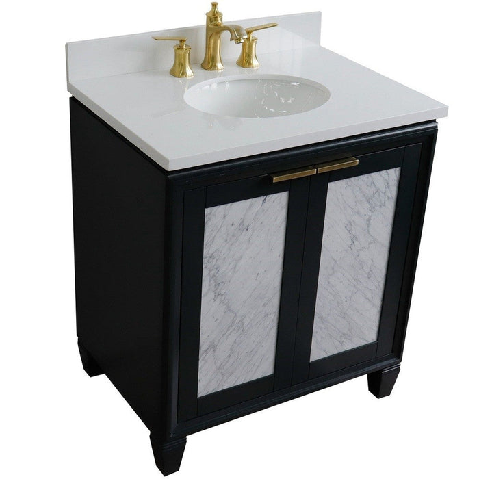 Bellaterra Home Trento 31" 2-Door 1-Drawer Dark Gray Freestanding Vanity Set - Luxe Vanity & Tub