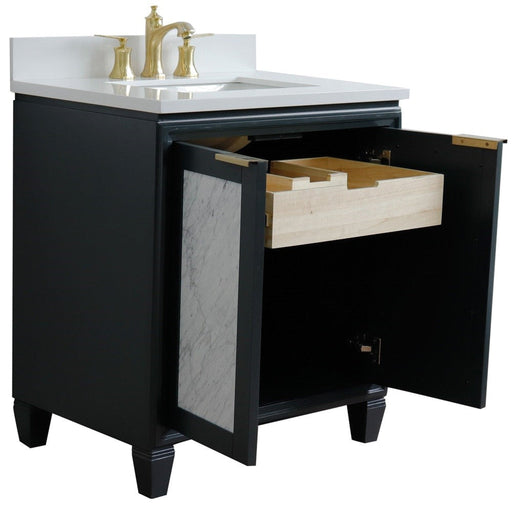 Bellaterra Home Trento 31" 2-Door 1-Drawer Dark Gray Freestanding Vanity Set - Luxe Vanity & Tub