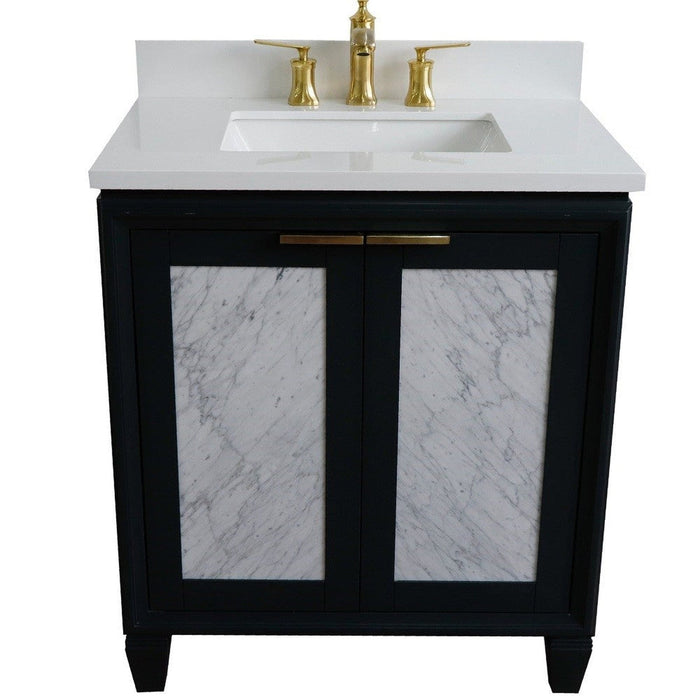 Bellaterra Home Trento 31" 2-Door 1-Drawer Dark Gray Freestanding Vanity Set - Luxe Vanity & Tub