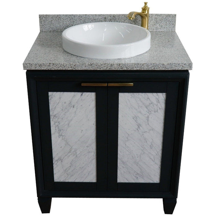 Bellaterra Home Trento 31" 2-Door 1-Drawer Dark Gray Freestanding Vanity Set - Luxe Vanity & Tub