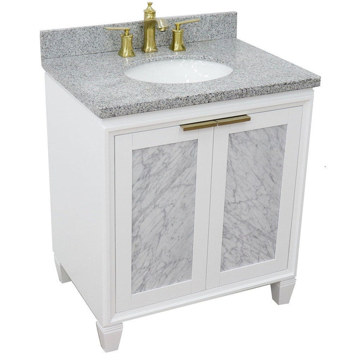 Bellaterra Home Trento 31" 2-Door 1-Drawer White Freestanding Vanity Set - Luxe Vanity & Tub