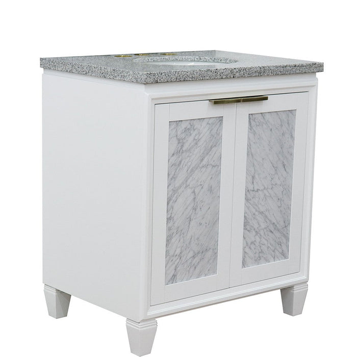 Bellaterra Home Trento 31" 2-Door 1-Drawer White Freestanding Vanity Set - Luxe Vanity & Tub