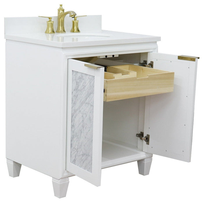 Bellaterra Home Trento 31" 2-Door 1-Drawer White Freestanding Vanity Set - Luxe Vanity & Tub