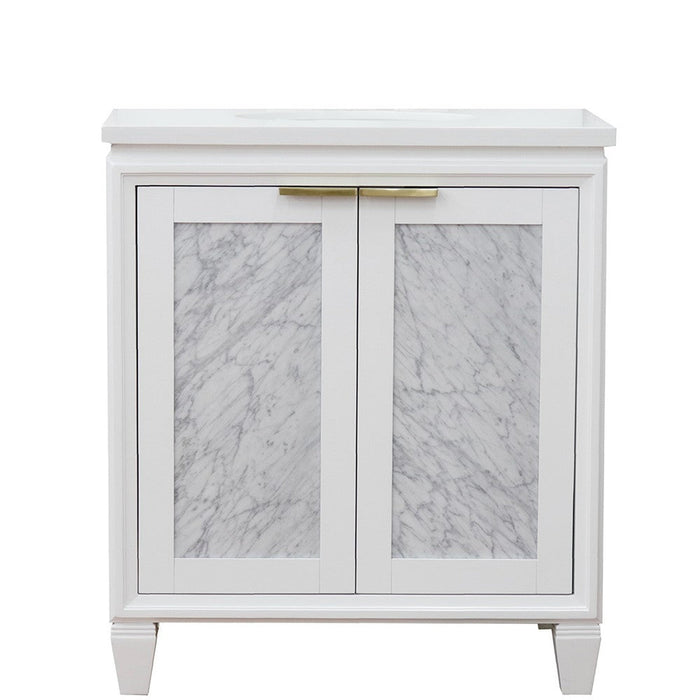 Bellaterra Home Trento 31" 2-Door 1-Drawer White Freestanding Vanity Set - Luxe Vanity & Tub