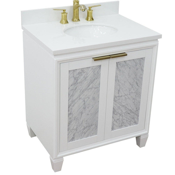 Bellaterra Home Trento 31" 2-Door 1-Drawer White Freestanding Vanity Set - Luxe Vanity & Tub