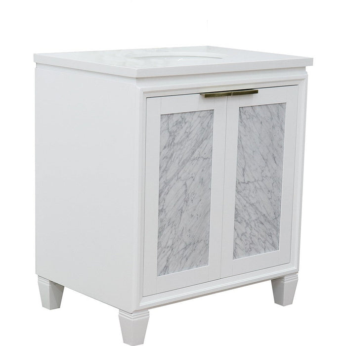 Bellaterra Home Trento 31" 2-Door 1-Drawer White Freestanding Vanity Set - Luxe Vanity & Tub