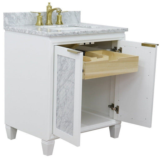 Bellaterra Home Trento 31" 2-Door 1-Drawer White Freestanding Vanity Set - Luxe Vanity & Tub