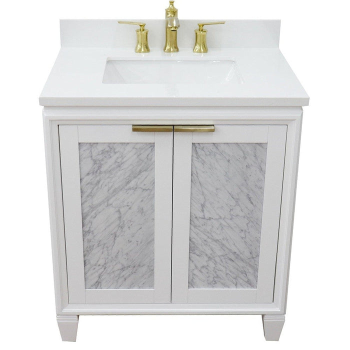 Bellaterra Home Trento 31" 2-Door 1-Drawer White Freestanding Vanity Set - Luxe Vanity & Tub