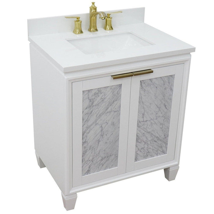 Bellaterra Home Trento 31" 2-Door 1-Drawer White Freestanding Vanity Set - Luxe Vanity & Tub