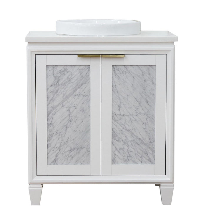 Bellaterra Home Trento 31" 2-Door 1-Drawer White Freestanding Vanity Set - Luxe Vanity & Tub