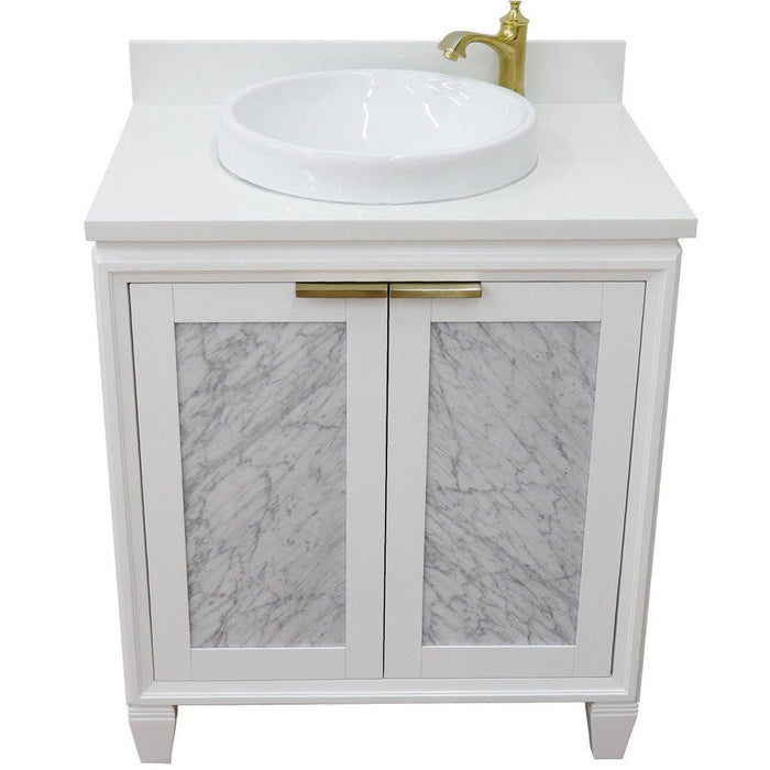 Bellaterra Home Trento 31" 2-Door 1-Drawer White Freestanding Vanity Set - Luxe Vanity & Tub