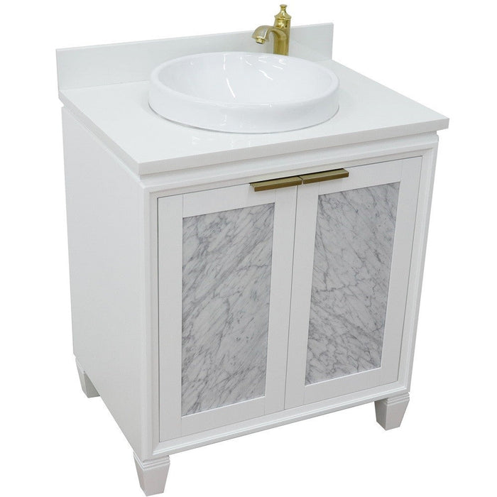 Bellaterra Home Trento 31" 2-Door 1-Drawer White Freestanding Vanity Set - Luxe Vanity & Tub