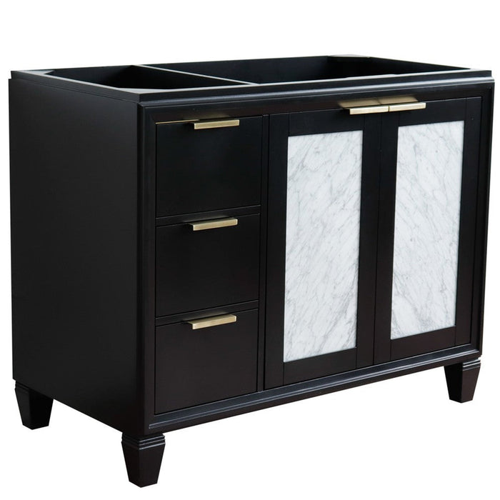 Bellaterra Home Trento 42" 2-Door 3-Drawer Black Freestanding Vanity Base With Right Door - Luxe Vanity & Tub