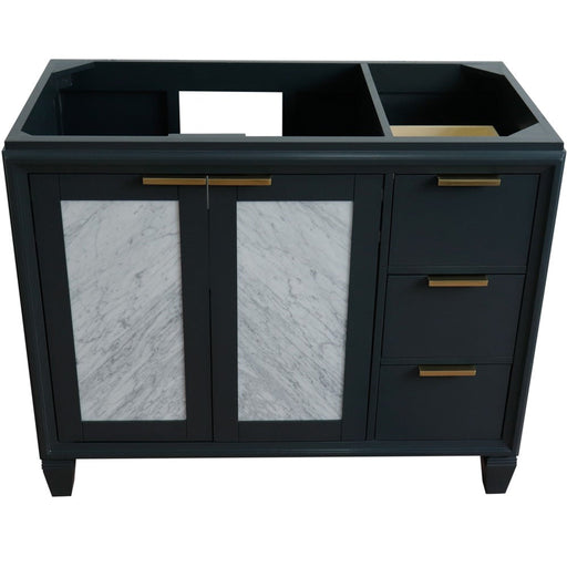 Bellaterra Home Trento 42" 2-Door 3-Drawer Dark Gray Freestanding Vanity Base With Left Door - Luxe Vanity & Tub