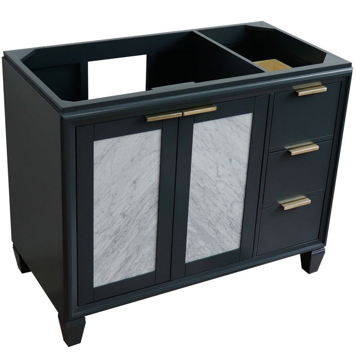 Bellaterra Home Trento 42" 2-Door 3-Drawer Dark Gray Freestanding Vanity Base With Left Door - Luxe Vanity & Tub