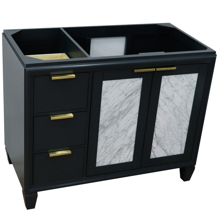 Bellaterra Home Trento 42" 2-Door 3-Drawer Dark Gray Freestanding Vanity Base With Right Door - Luxe Vanity & Tub