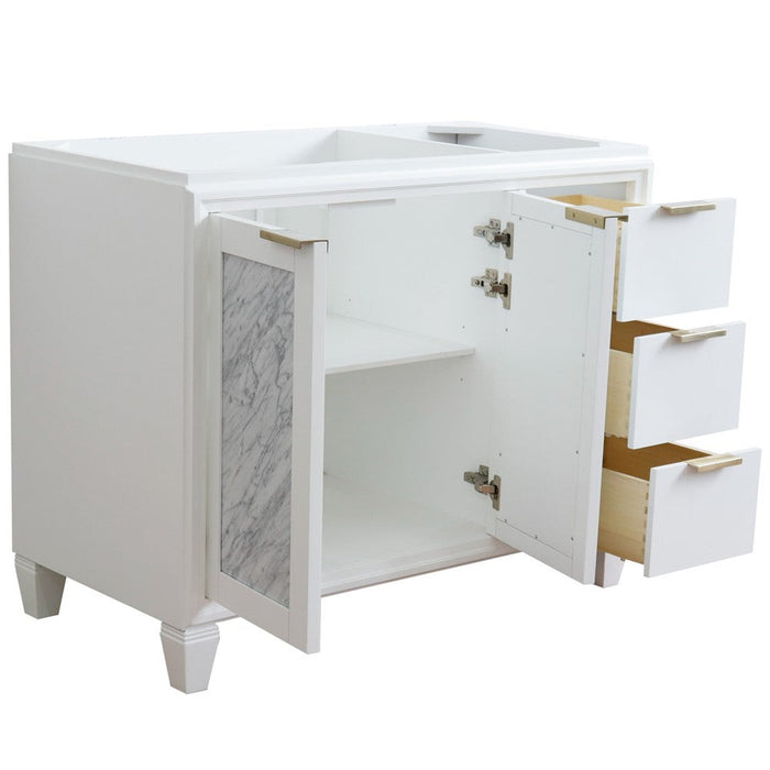 Bellaterra Home Trento 42" 2-Door 3-Drawer White Freestanding Vanity Base With Left Door - Luxe Vanity & Tub