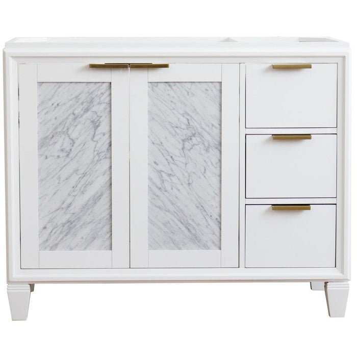 Bellaterra Home Trento 42" 2-Door 3-Drawer White Freestanding Vanity Base With Left Door