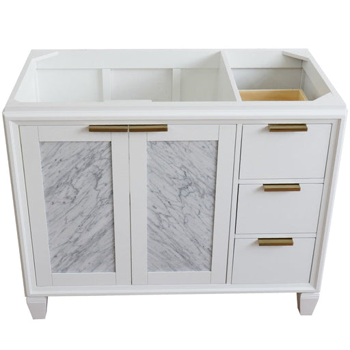 Bellaterra Home Trento 42" 2-Door 3-Drawer White Freestanding Vanity Base With Left Door - Luxe Vanity & Tub