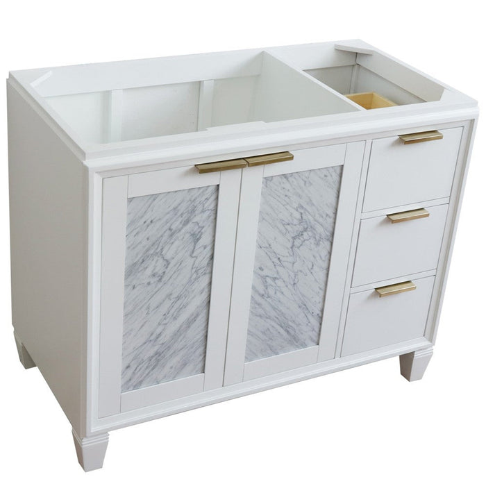 Bellaterra Home Trento 42" 2-Door 3-Drawer White Freestanding Vanity Base With Left Door - Luxe Vanity & Tub