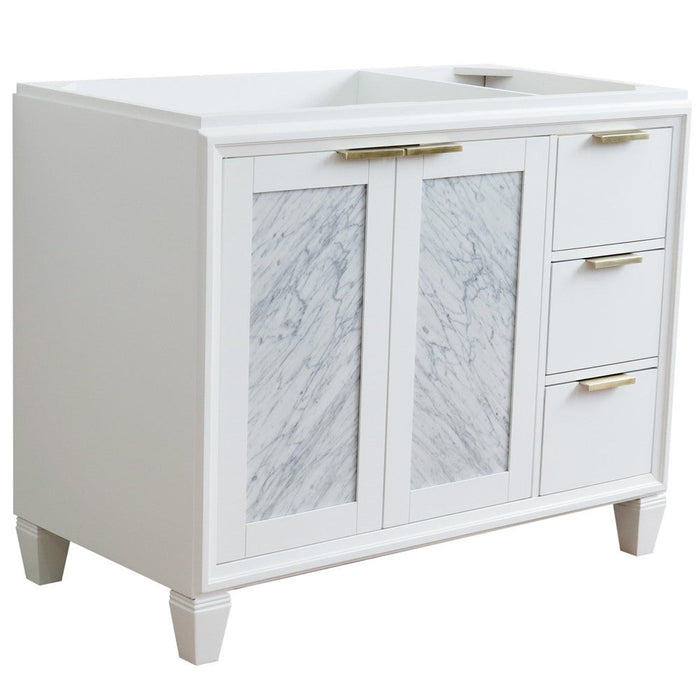 Bellaterra Home Trento 42" 2-Door 3-Drawer White Freestanding Vanity Base With Left Door - Luxe Vanity & Tub