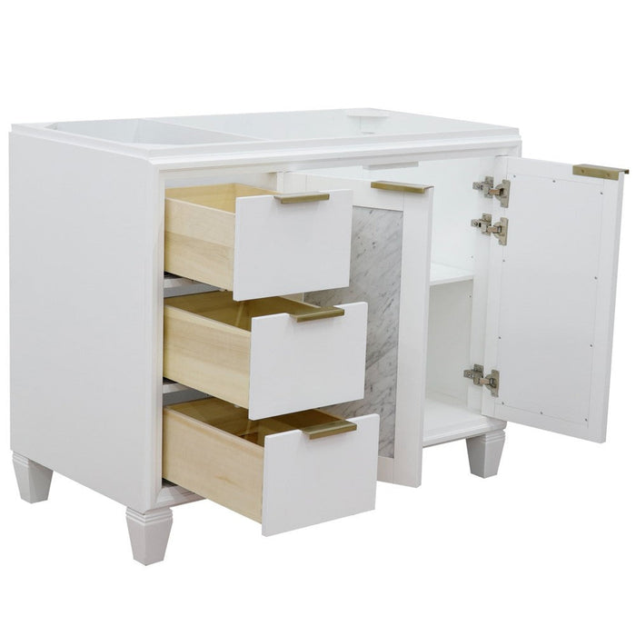 Bellaterra Home Trento 42" 2-Door 3-Drawer White Freestanding Vanity Base With Right Door - Luxe Vanity & Tub