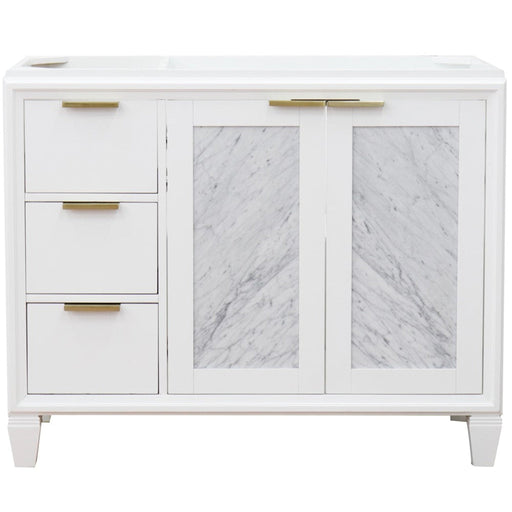 Bellaterra Home Trento 42" 2-Door 3-Drawer White Freestanding Vanity Base With Right Door