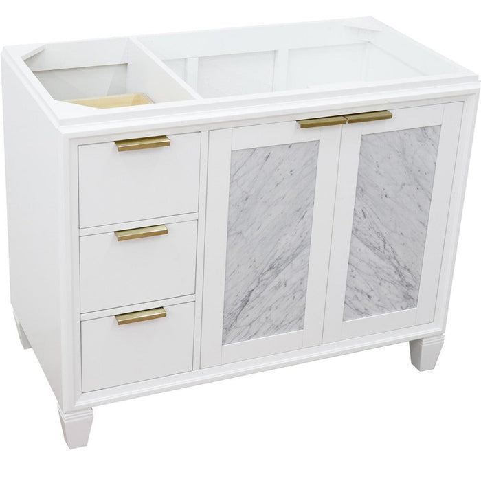 Bellaterra Home Trento 42" 2-Door 3-Drawer White Freestanding Vanity Base With Right Door - Luxe Vanity & Tub