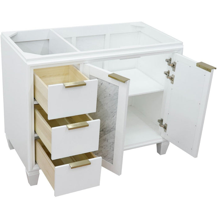 Bellaterra Home Trento 42" 2-Door 3-Drawer White Freestanding Vanity Base With Right Door - Luxe Vanity & Tub