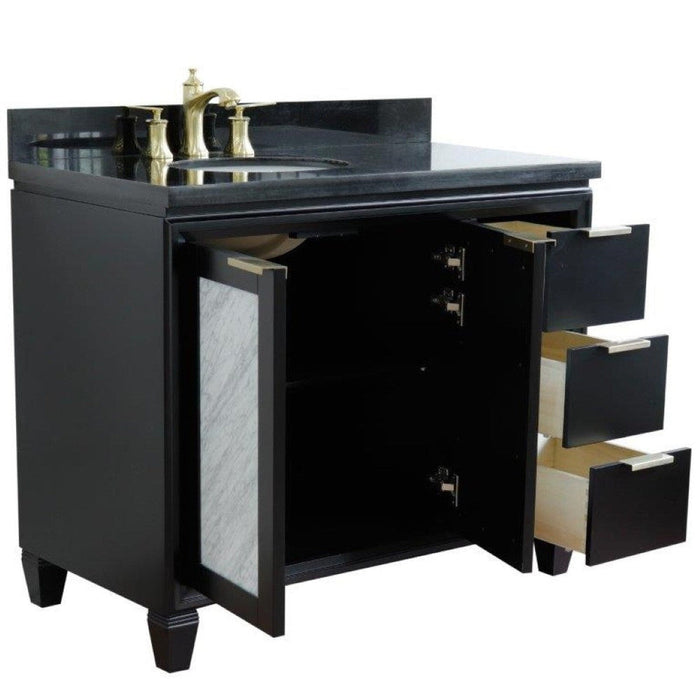 Bellaterra Home Trento 43" 2-Door 3-Drawer Black Freestanding Vanity Set - Luxe Vanity & Tub