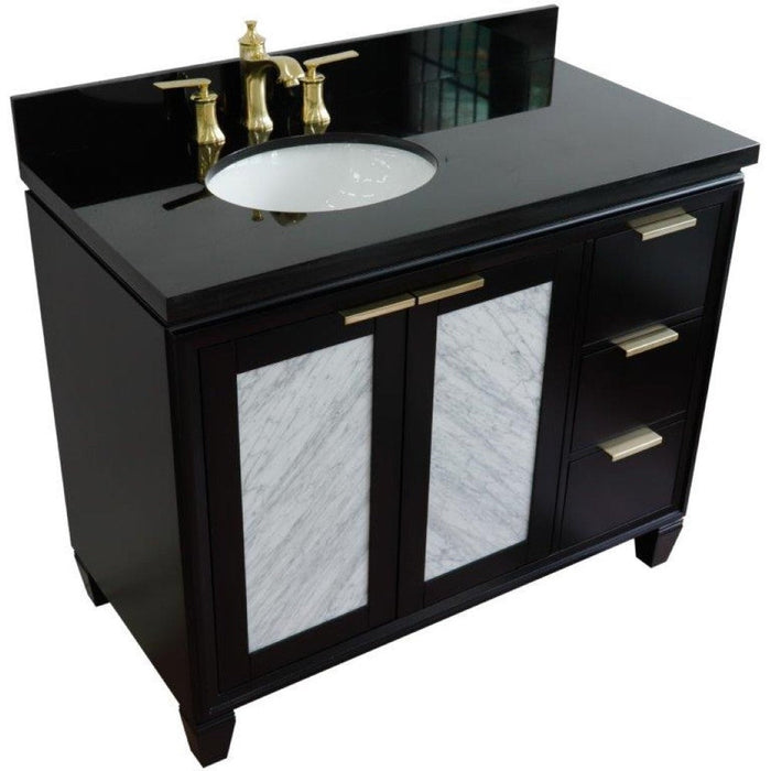 Bellaterra Home Trento 43" 2-Door 3-Drawer Black Freestanding Vanity Set - Luxe Vanity & Tub